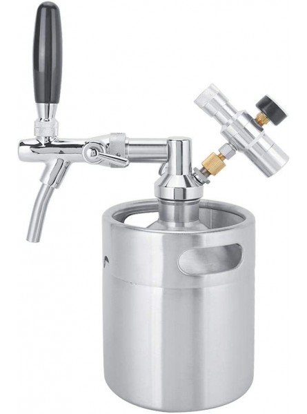 CHICIRIS Beer Dispenser Keg Tap 2L Stainless Steel Homebrew Mini Keg Tap Beer Dispenser with 2 Class Pressure Gauge for Home Bar Use Durable - MWHRDQD4
