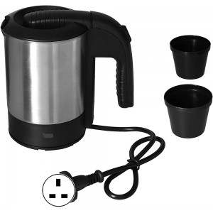 Atyhao Electric Water Kettle 0.5L 1000W Travel Electric Kettle Stainless Steel Water Pot with 2 Cups for Tea Coffee MakingUK Plug - IAKWPHND
