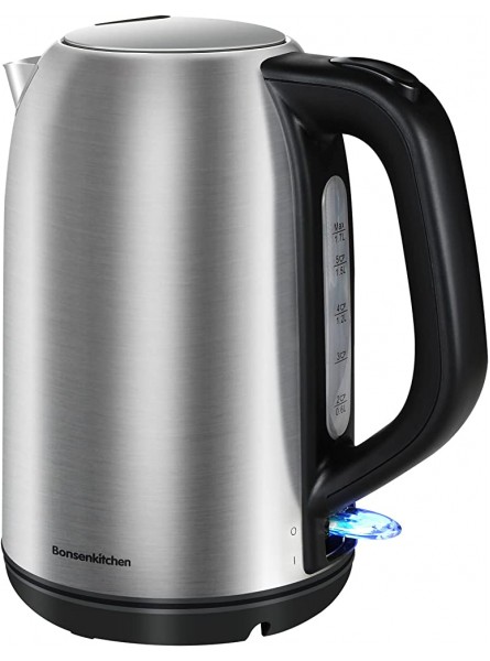 Bonsenkitchen Electric Kettle 2200W Quick Boil Water Kettle 1.7 Liter 304 Stainless Steel Kettle Auto Shut-Off and Boil Dry Protection BPA Free EK8101 - CWAF55AX