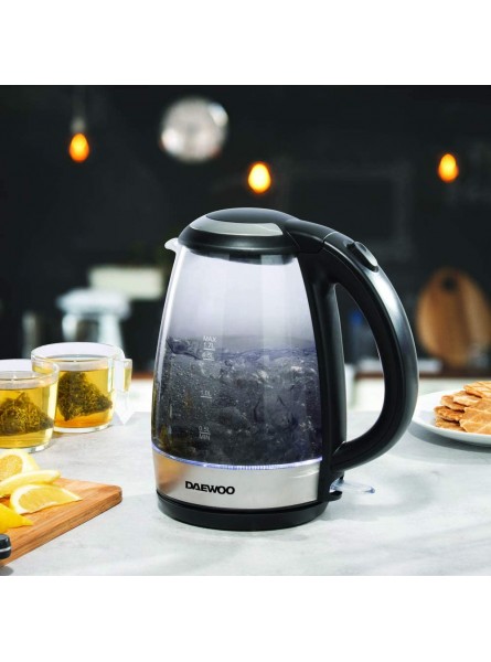Daewoo Callisto Glass 1.7L Capacity Kettle 360° Rotational Base and Automatic Lid Opening Removable Filter and LED Light Indicator Auto Manual Switch Off- Ombre Effect Black Ombre SDA1992 - QFROUX9P