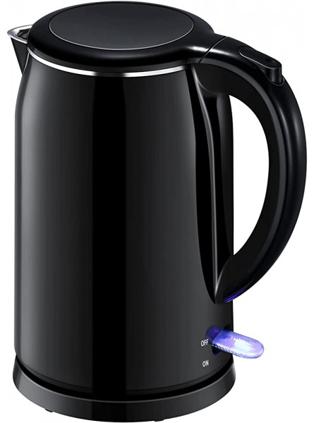 Electric Kettle 1.5 Litre Fast Boil Kettle 2000W Cordless Kettle & Boil Dry Protection Cord Storage & 360 Degree Base Black Kettle Ideal for Coffee Tea Hot Chocolate - DJJK56VH