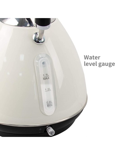 Fashome Cordless Electric Pyramid Kettle Stainless Steel Rapid Boil Rotational Base Auto Switch Off & Boil Dry Protection 2200 W 1.7 Litre Capacity LED Indicator Cream - MGIKQDYY