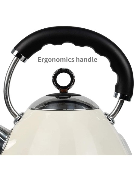Fashome Cordless Electric Pyramid Kettle Stainless Steel Rapid Boil Rotational Base Auto Switch Off & Boil Dry Protection 2200 W 1.7 Litre Capacity LED Indicator Cream - MGIKQDYY