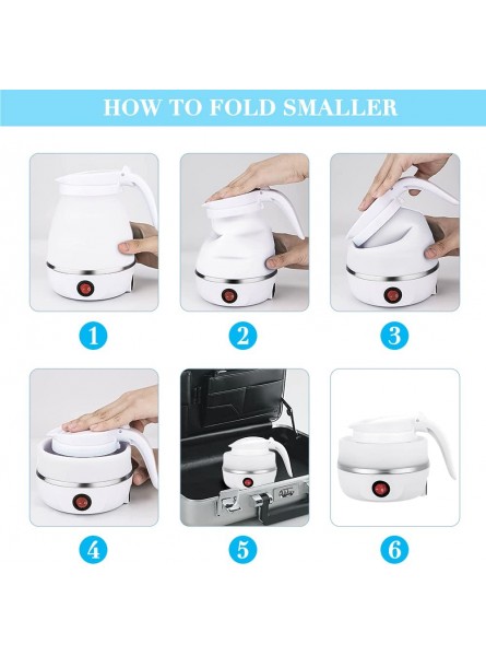 Furado Foldable Kettle Food Grade Silicone Electric Kettle Fast Boiling Water Heater 0.6L Foldable Electric Kettle Collapsible Water Kettle Portable Mini Kettle for Camping Travel Picnic White - ZGBV76YP