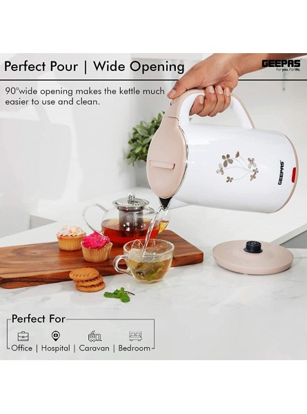 Geepas 1500W 1.8L Double Layer Electric Kettle Cordless Stainless Steel Inner Boil Dry Safety & Auto Shut Off Heats up Quickly & Easily Boiler for Hot Water Tea & Coffee 2 Year Warranty - TLPZOYAO