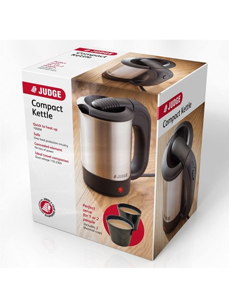Judge JEA33 Compact Electric Travel Kettle with Thermal Cups in Gift Box 0.5l Dual Voltage 1000W 2 Year Guarantee - WSSJ1SU5