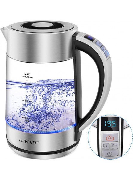 LLIVEKIT 1.7L Glass Electric Kettle 2200W Tea Kettle with Temperature Control & Keep-Warm Function Auto Shut-Off & Boil-Dry Protection Fast Boiling Water Boiler - PXRXX86K