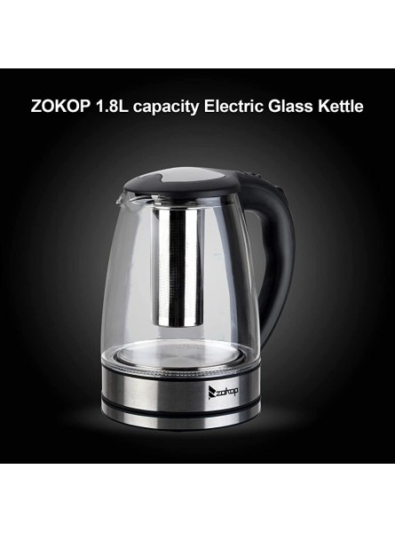 Multi-Use Glass Electric Kettle 1.8L 2200W Water Boiler & Heater Tea Kettle with Colorful Indicator Stainless Steel Base & Overheating Protection UK Plug - OZVAQ38N