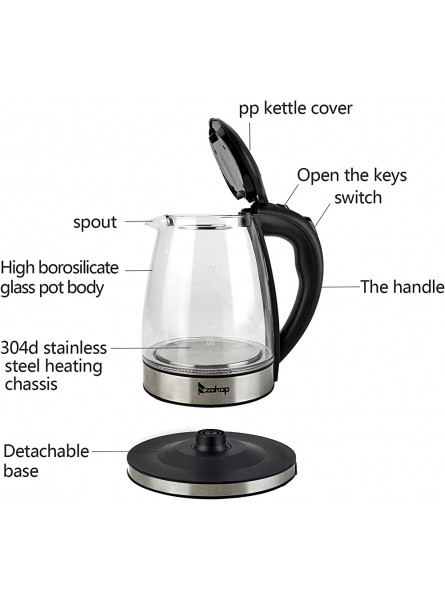 Multi-Use Glass Electric Kettle 1.8L 2200W Water Boiler & Heater Tea Kettle with Colorful Indicator Stainless Steel Base & Overheating Protection UK Plug - OZVAQ38N
