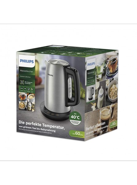 Philips Avance Collection HD9359 90 electric kettle 1.7 L Black,Metallic 2200 W Avance Collection HD9359 90 1.7 L Black,Metallic Stainless steel Buttons,Lever 200 µm 0.75 m - GAVUA0JD