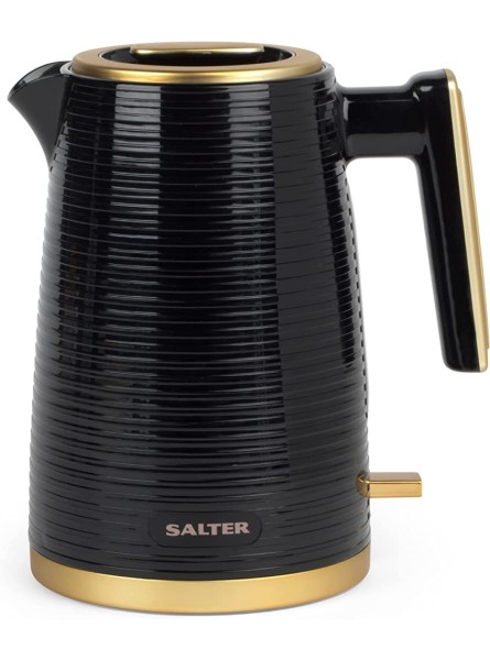 Salter EK5031BLK Palermo Textured Kettle Electric Cordless 3 KW Rapid Boil 360 Degrees Swivel Base Water Indicator Window Boil Dry Sensor Auto Shut-Off Strix Control 1.7 L Black and Gold, - QRTXRKV0