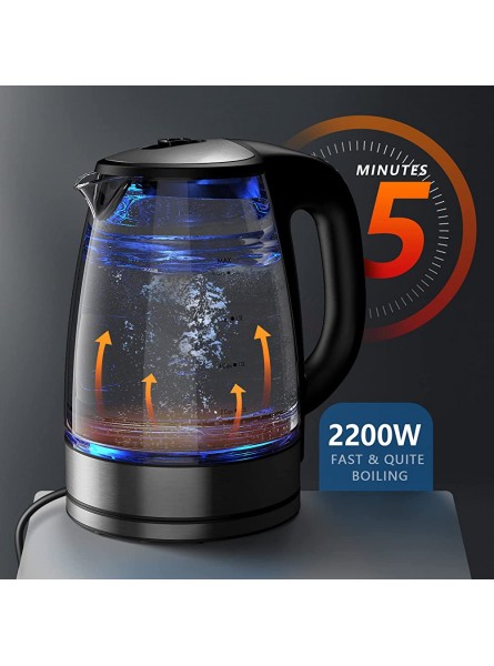 Variable Temperature Electric Kettle 2200W Electric Tea Kettle 8 Big Cups 2.0L Glass Water Boiler With 4Hrs Keep Warm Function & Boil-Dry Protection Cordless Tea Kettle Electric - LDNO3TMG