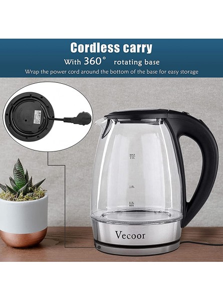 Vecoor Electric Kettle 2.0 Liter 2300 Watts Cordless Glass Water Kettle Fast Boil Glass Electric Tea Kettle with LED Lighting Auto Shut-Off and Boil-Dry Protection BPA Free - GRXQEAAI