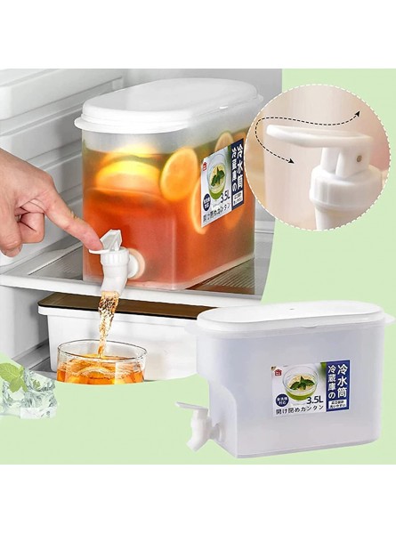 MingrXieh Cold Kettle with Faucet in Refrigerator 3.5L Cold Drink Dispenser Plastic Ice Drinks Beverage Dispenser with Lid Large Reusable Lemon Juice Bucket Fruit Teapot White - CXKLXGKY