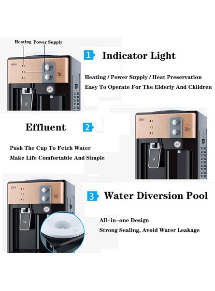 Electric Water Dispenser Kettle Desktop Cold Hot Ice Water Cooler Heater Water Cooler Dispenser Drinking Fountain for Home Office Tea Bar,Gold,Hot - BIEH4Q3D