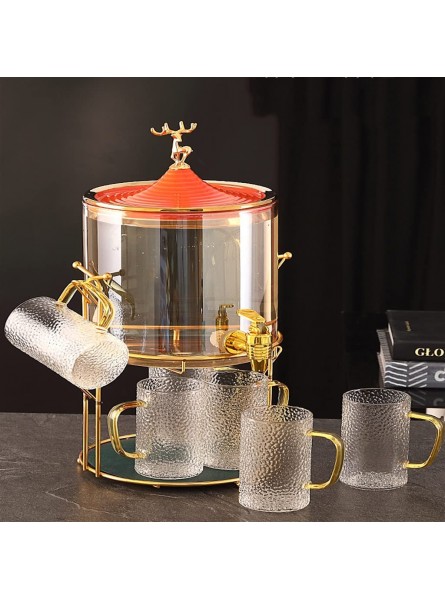YQBUER With Faucet Cool Kettle Living Room Glass Cup Set Household Tea Cup with Fruit Tea Bucket Amber Cold Kettle tea kettle Color : A - SFBN5VYH
