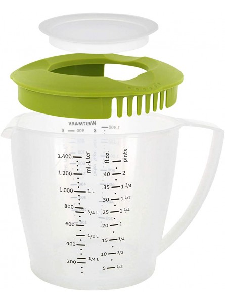 Westmark Mixing Cup Measuring Jug with Splash Guard Lid and Spout Plastic Volume: 1.4 Litres Helena Transparent Green 3105227A - MJWUKDP9