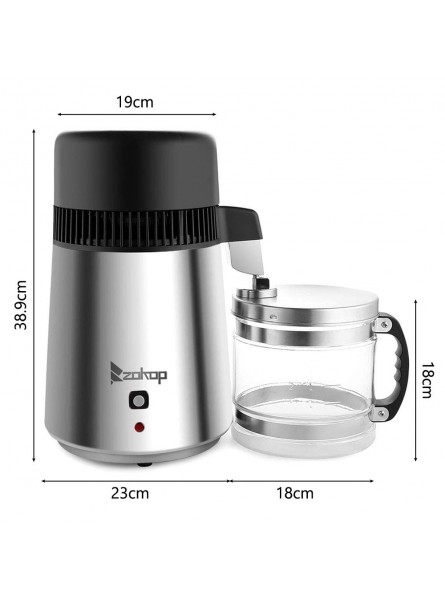Bonnlo 4L Countertop Water Distiller Machine w Glass Container Distilled Water Purifier Filter for Home Use All Stainless Steel Interior Distilling Pure Water Maker 220V 750W Silver - WAPVYF87