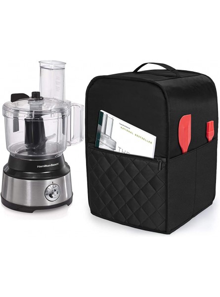 Luxja Food Processor Cover for Cuisinart and Hamilton Beach 10-14 Cup Processor Food Processor Dust Cover with Accessories Pockets Black - SZXO0HQY