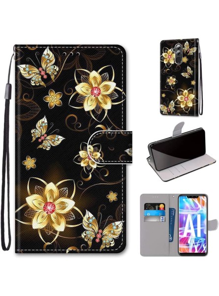 Miagon Full Body Case for Huawei Mate 20 Lite,Colorful Pattern Design PU Leather Flip Wallet Case Cover with Magnetic Closure Stand Card Slot,Diamond Butterfly - PQCAAGMM