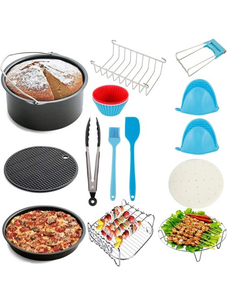 17pcs Air Fryer Accessories Set with 7inch  8inch Oven Cake & Pizza Pan,Air Fryer Tools Kit Deluxe Deep Fryer Accessories8in - EUVLY720