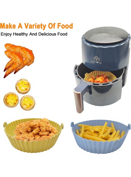 2 PCS Air Fryer Silicone Pot,Reusable Air Fryer Silicone Basket,Replacement for Flammable Parchment Liner Paper,Non Stick Air fryers Silicone Liner accessories,Oven Bowl 6.5 inch yellow + blue - SJMV87IE