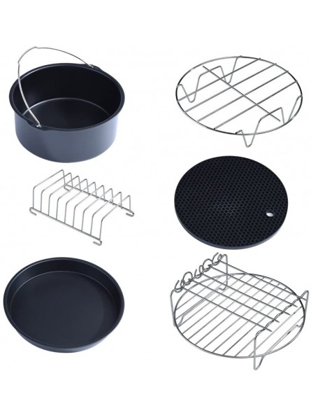 Air Fryer Accessories 6 in 1 Multifunctional Air Fryer Accessories Set Kit Metal Holder Skewer Rack Cake Barre Pizza Pan etc Non Stick Dishwasher Safe - SIKYY0GN