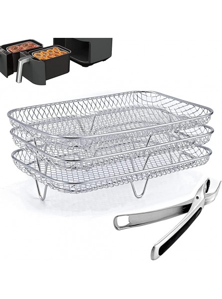 Air Fryer Rack for Ninja Dual Air Fryer,304 Stainless Steel Multi-Layer Dehydrator Toast Rack Air Fryer Accessories Compatible with Dual Zone Air Fryer DZ201,DZ401 A - LUCVEBIS