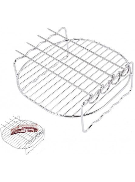 Coycoye Air fryer Rack Fits all 3.7QT 5.8QT Multi-purpose Double Layer Rack with Skewers,6.7" Stainless Steel Airfryer Grill Pan Compatible with Phillips Gowise etcSilver - WQHP9AE1