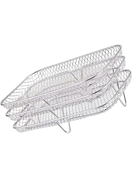 Luxshiny Air Fryer Rack Three Stackable Racks Stainless Steel Multi- Layer Dehydrator Rack Air Fryer Accessories Silver - NZYS284G