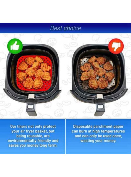 Stuurvnee Reusable Silicone Air Fryer Liners with Air Fryer Magnetic Cheat Plate,Air Fryer Accessories,Non-Stick Parchment Replace - RFDBYB13