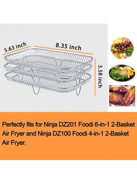 TiSkying Air Fryer Rack for Ninja Dual Air Fryer Rack 304 Stainless Steel Multi-Layer Dehydrator Rack Toast Rack Fryer Basket Multi-Purpose Air Fryer Accessories - PEUS4AQH