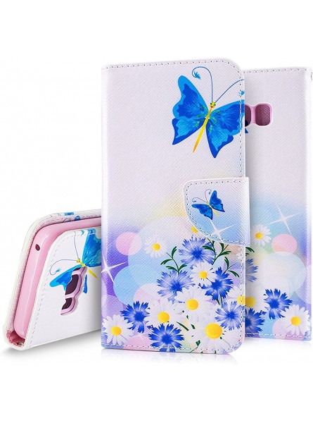 Galaxy S8 Plus Case,Galaxy S8 Plus Wallet Case PHEZEN White Pu Leather Wallet Case with Card Slots Stand Book Style Folio Flip Cover For Samsung Galaxy S8 Plus Blue Butterfly Flower - BOJXE7ON