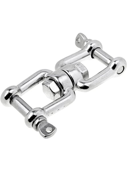HZYDD Marine Silver Stainless Steel Chain Connector Swivel Jaw Double Shackle- M6 Swivel Anchor Chain Connector for Boat - VVWPBO9D