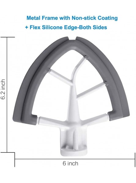 4.5-5 Quart Flex Edge Beater for KitchenAid Tilt-Head Stand Mixer-Flat Beater Blade with Silicone Edges Flex Edge Bowl ScraperGrey - JPDTU9BJ