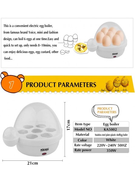 2-in-1 Egg Boiler and Omelette Machine Including Egg Cooker Omelette Tray and Measuring Cup with Perforator Perfect Soft Medium Hard Boiled Eggs Up to 6 Egg Capacity White White - QIRKMMBJ