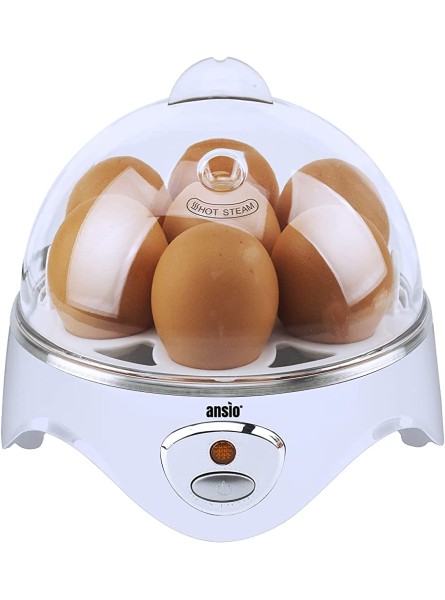 ANSIO Egg Boiler Electric Egg Cooker Egg Poacher & Omelette Maker- up to 7 Egg Capacity Electric Egg Maker Soft | Medium | Hard Boiled Eggs- White - WXWO7JRR