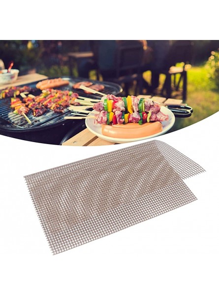 01 02 015 BBQ Grill Mesh Mats Non‑Stick Reusable BBQ Grill Mats Food Grade Heat Resistance for Pellet Grill for Gas Grill for Charcoal GrillBrown 36 * 42cm - DLJBSRQ0