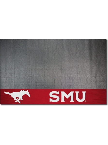 FANMATS 18314 SMU Mustangs Vinyl Grill Mat 26in. x 42in. Deck Patio Protective Mat | Oil flame and UV resistant - QTARQH4Y