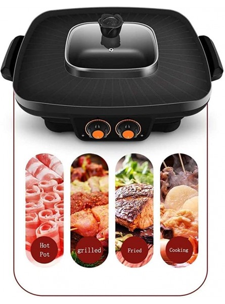 JHYS Multifunctional Indoor Electric Grill,Household Electric Grill Hot Pot Electric Grill Hot Pot Barbecue Oven Household Electric Baking Pan Hot Pot Barbecue Baking Pan Non-stick Smokeless Barbecu - FBEY67N1