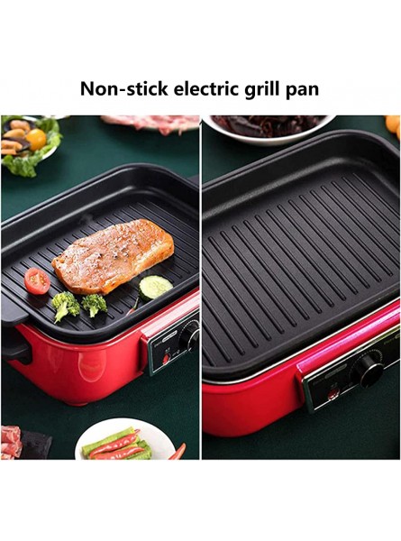 Linjolly Red Electric Grill Multi-speed Adjustment with Baking 4.5 L Hot and Stainless Steel Steaming Grid 1400 W - ZNIETAPI
