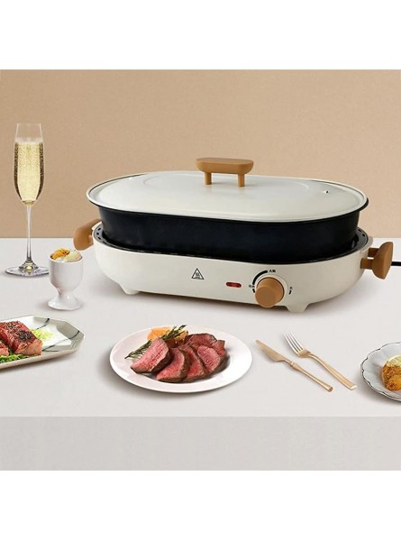 Portable Electric Hot Split Barbecue Tray Multifunction 1300 W Cooking 4 L Capacity （Baking Pan + Lid White - NNSETY9E