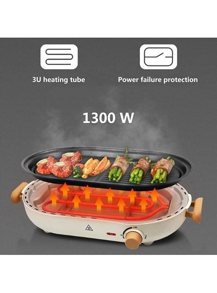 Portable Electric Hot Split Barbecue Tray Multifunction 1300 W Cooking 4 L Capacity （Baking Pan + Lid White - NNSETY9E