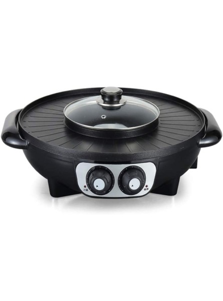 WEREW BBQ The Electric Korean Barbecue Hot Pot Maifan Stone Multi-Function and Hot Pot Tabletop Grill and Fondue with Ceramic Coating 2200W [Energy Class A],Black-43CM - IYJMYBE2