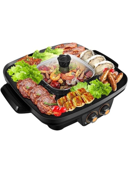YNB 2 in 1 Electric Grill And Hot Pot Korean Barbecue Pan Smokeless Non-Stick Integrated Cooker Shabu-Shabu for Home Cooking - FWOGYDGP