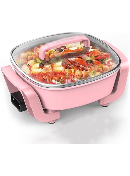 Electric Hot Pot,Multi Function Electric Cooker Pan with Glass Lid,Electric Skillet Grill,Adjustable Temperature Control for 2-5 People Cooking - VYFFT9XG