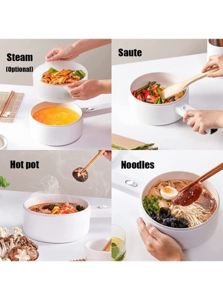 YNB 1.5L Mini Electric Skillet with Lid Portable Non-Stick Frying Pan Rapid Heating Electric Hot Pot Noodles Cooker for Travel Dorm - KYBEEDE1