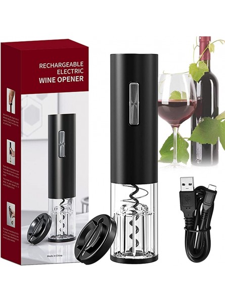 ATopoler Electric Bottle Opener Automatic Red Wine Corkscrew with Visual Design Type-C Rechargeable Wine Bottle Corkscrew Electric Beer Opener Cork Out Tool for Wine Bottle Beer Caps Black - SUGCHPY0