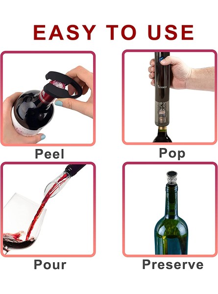 BIYADI Electric Wine Opener Set Rechargeable Wine Bottle Opener Automatic Electric Corkscrew Opener for Wine with Foil Cutter Wine Pourer Vacuum Stopper and USB charger Wine Lover Gift Set - MWVZRE48