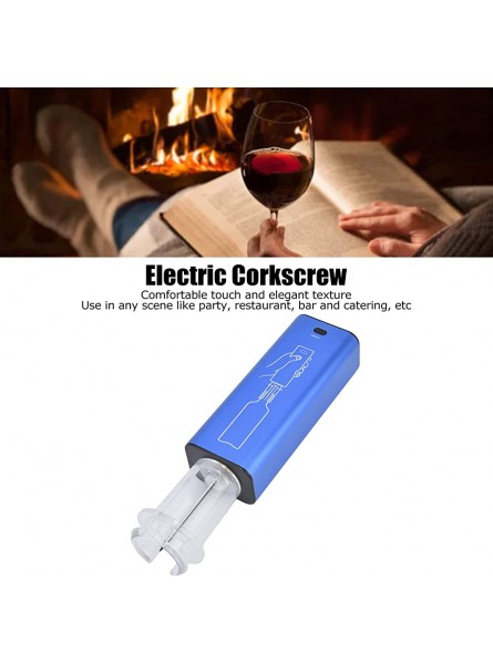 Electric Wine Bottle Opener Automatic Corkscrew Aluminum Alloy 2H Charging Gift Option with Bottle Cutter Blue - RCER1DDN
